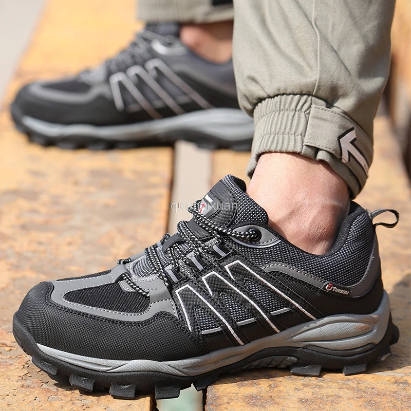 

Yadibeida Men's Steel Toe Work Safety Shoes Casual Breathable Outdoor Sneakers Puncture Proof Comfortable Industrial Work Boots