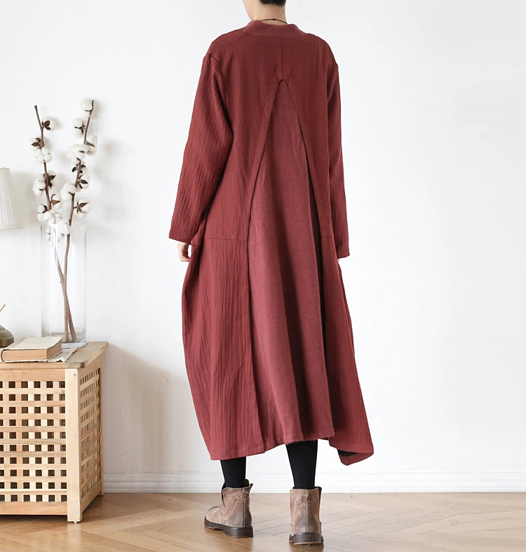 New Autumn Winter Elegant Cardigan Female Loose Linen Camel Coat Oversized 2019 Original High-end Plus Size Black for Women |