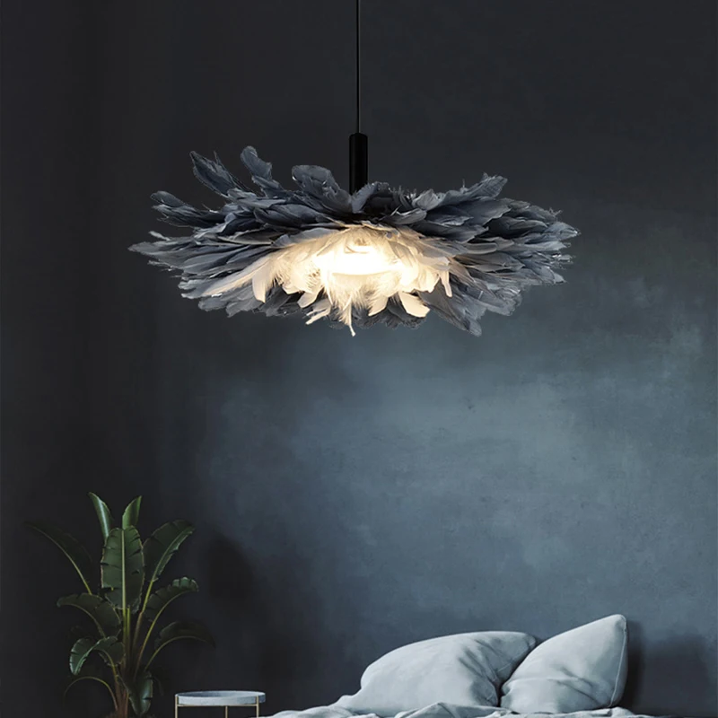 Перьевая люстра в скандинавском стиле ins перьевая лампа теплая детская для