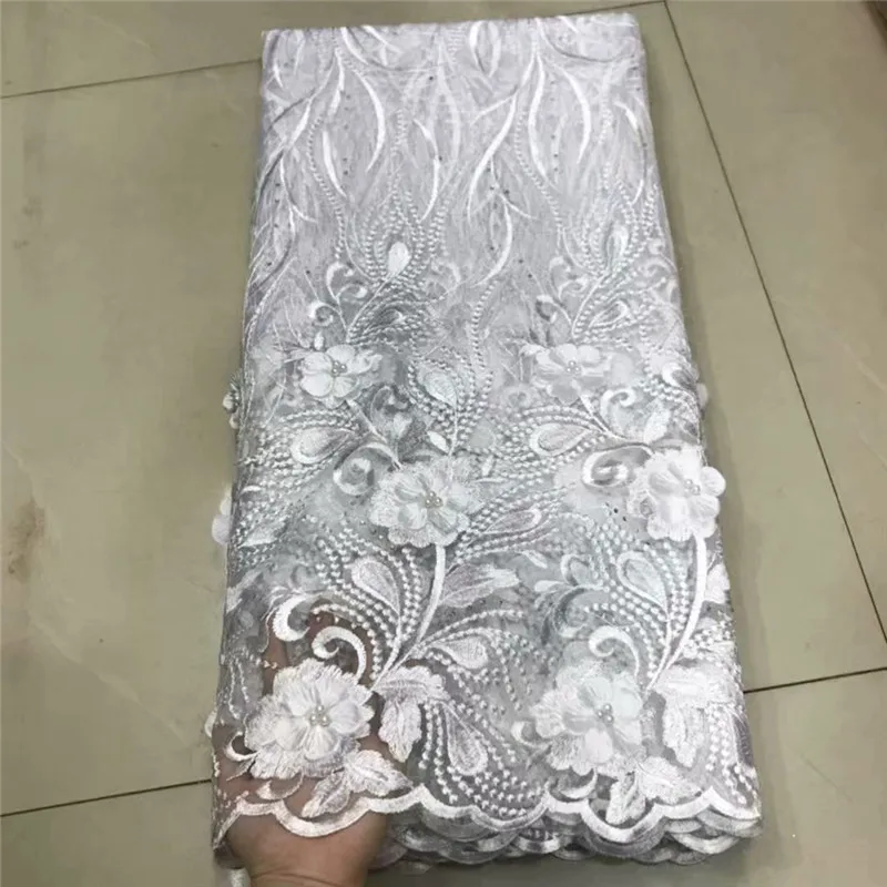 Новая французская кружевная ткань высокого качества Нигерия 3d Тюль бусины в виде