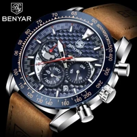 benyar top brand 2021 new mens waterproof leather watch mens luxury quartz watch military sports time code table reloj hombre