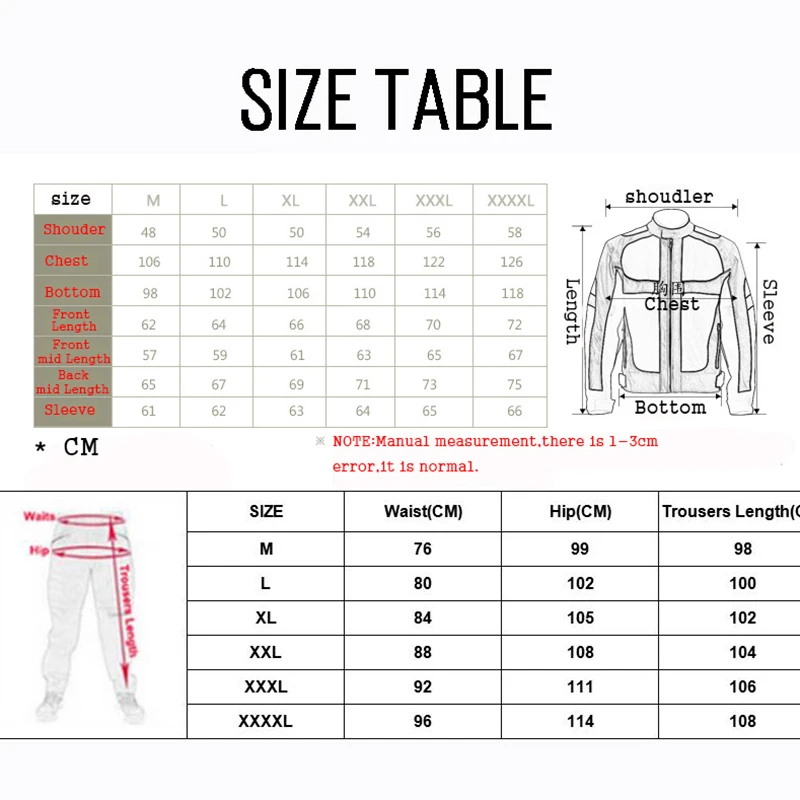 

Motorbike Reflective Night Clothes Jacket Motorcycle Protective Gear Pads Jackets Riding Racing Summer Pants Clothing