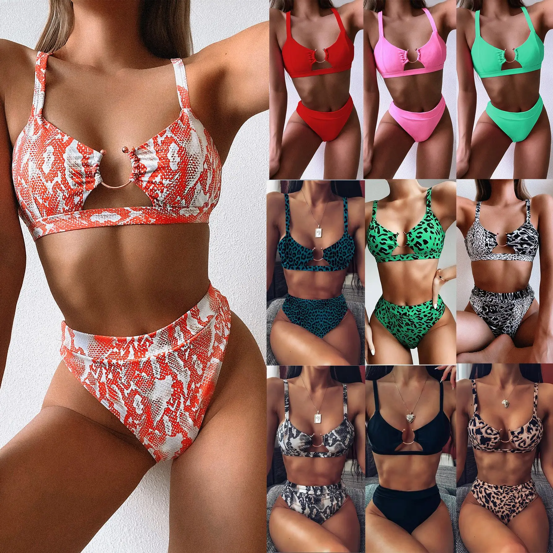 

2021, sexy solid color bikini, high waist, quick-drying bathing suit women swimming suit for women high waist high quality