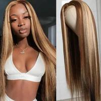 5x5 lace closure wig caramel honey highlight wig human hair blonde brown bone straight human hair 180 density ulamaz
