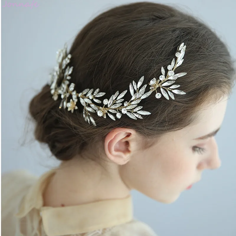Очаровательная свадебная корона с кристаллами волосы лоза золотой цветочный