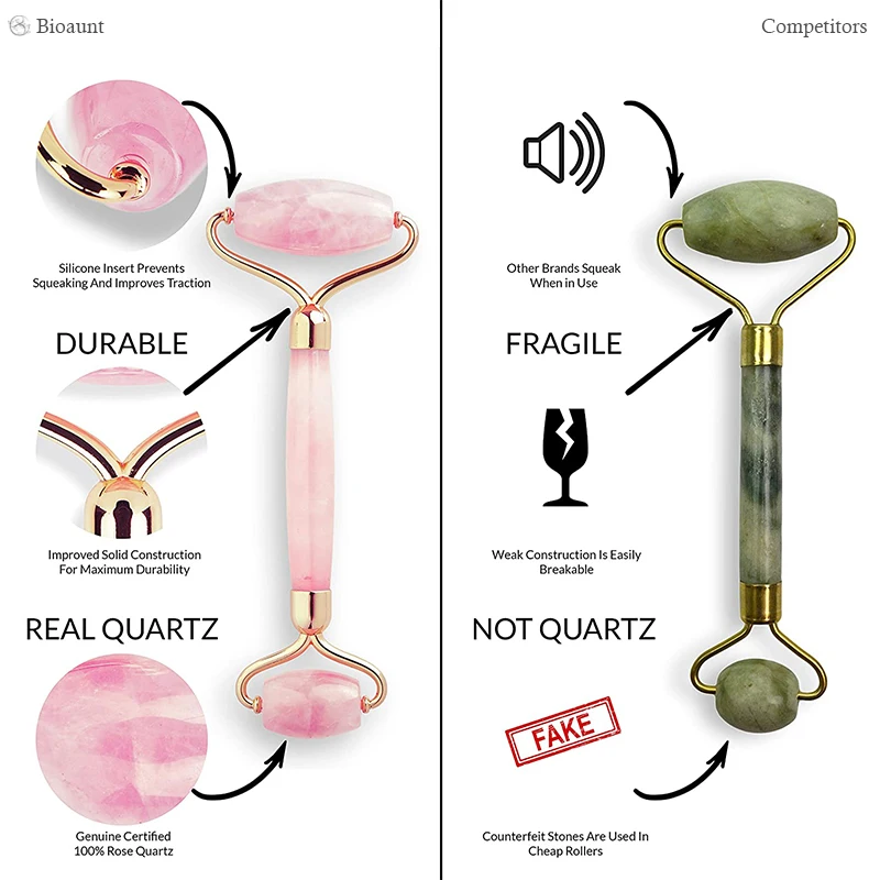 Натуральный нефритовый ролик из Натурального Розового Кварца массажный камень