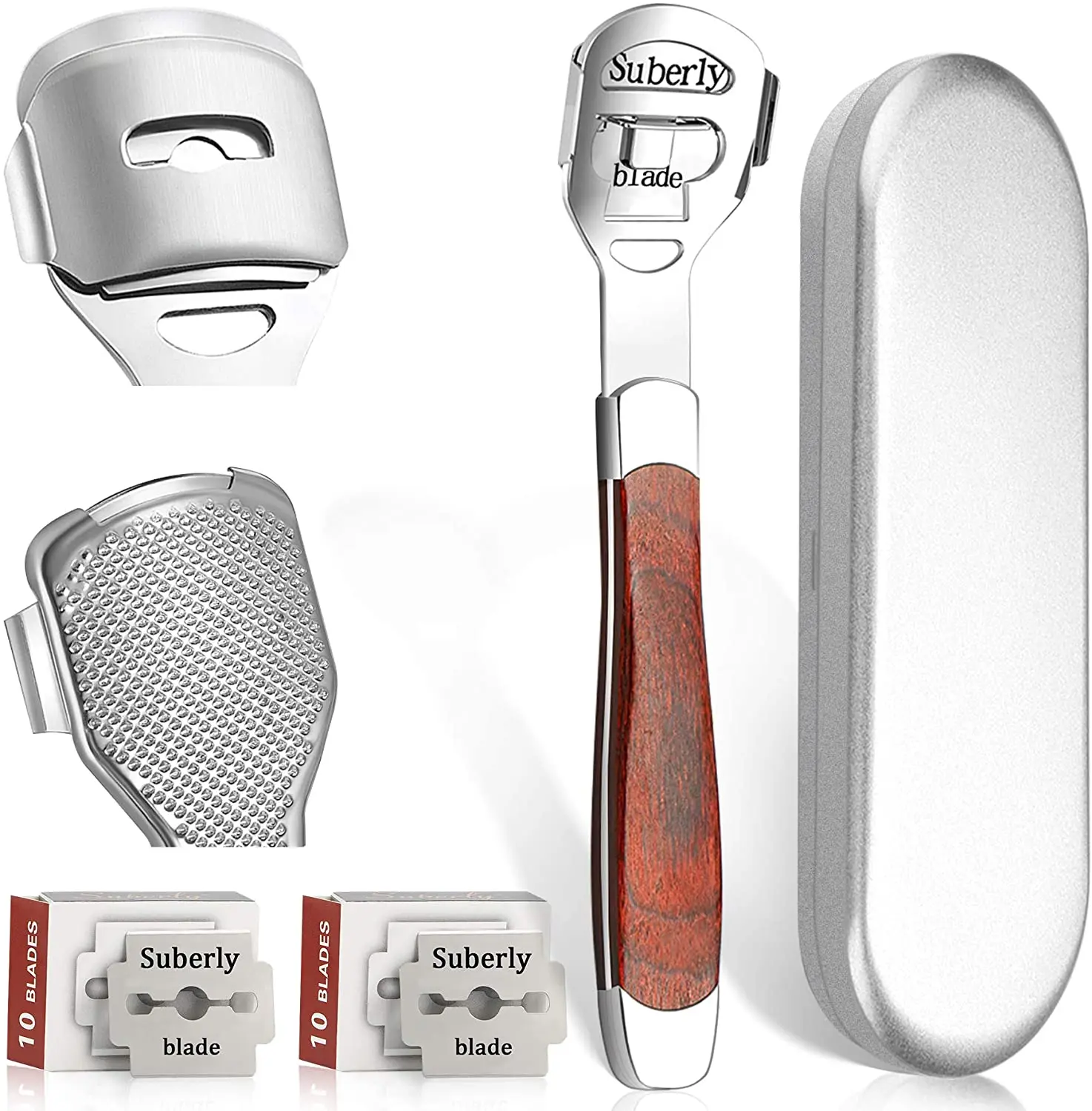 Foot File Care Hard Skin Remover With Case 20 Replacement Blade Pedicure Tools