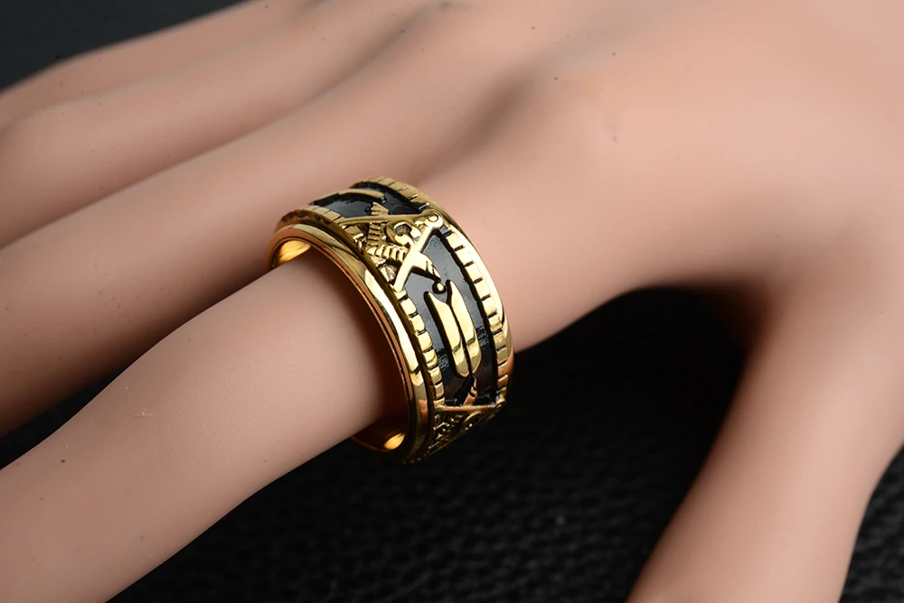 Ротационные масонские кольца из нержавеющей стали для мужчин значок