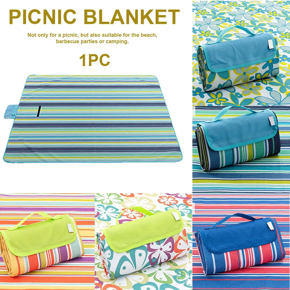 

Beach Mat Machine Washable Hiking Fishing With Carry Handle Foldable Portable Sand Proof Picnic Blanket Outdoor Oxford Cloth