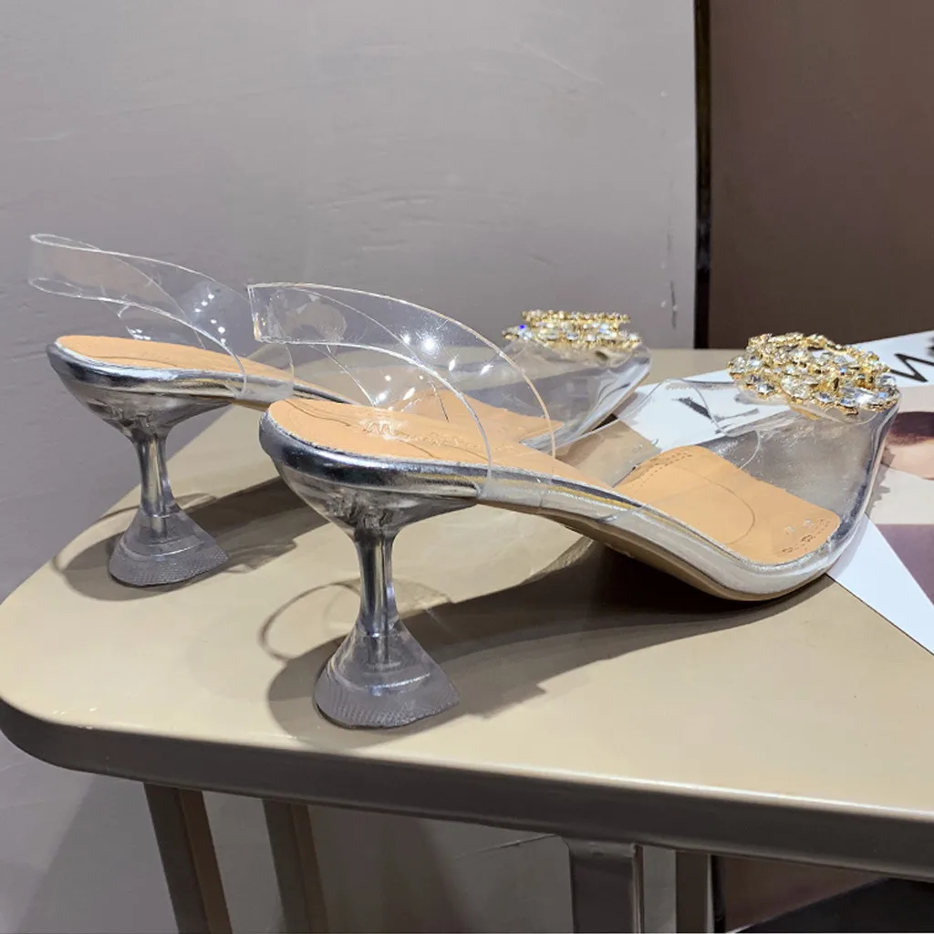 Летние модные прозрачные босоножки без задника с открытыми пальцами из