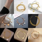 Браслеты XIYANIKE из нержавеющей стали 316L, 3 цвета, многослойные, двухслойные, с бусинами в форме сердца для женщин, новинка 2021, подарок, модные ювелирные изделия