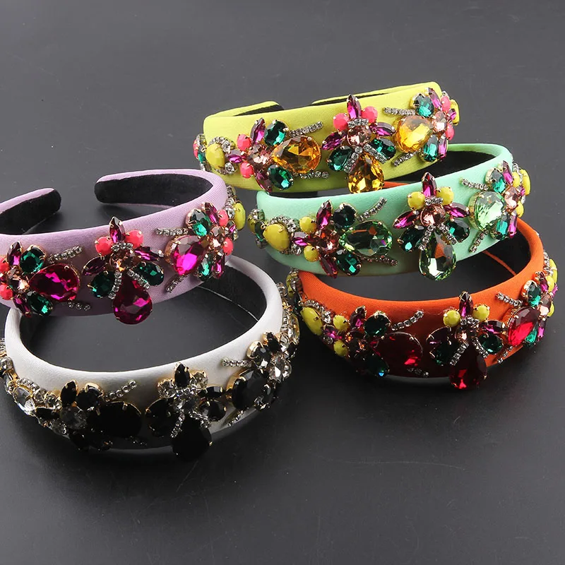 

New Baroque Color Rhinestone Geometric Temperament Personality Headband ladies party travel gift Hair Accessories 892