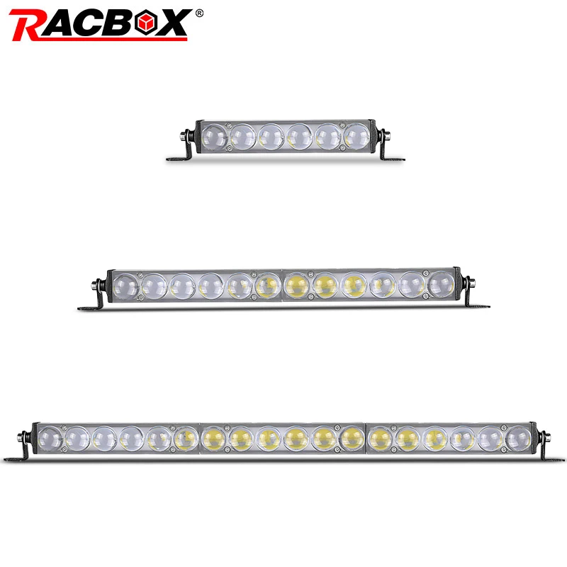 Racbox 7" 13" 19&quotUltra Slim 4D Lens car LED Light Bar single row White spot beam for Off Road 4x4 truck UTV ATV SUV 12V |