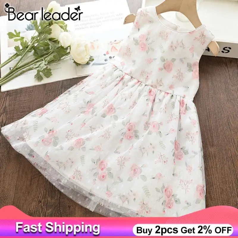 Bear Leader/платье принцессы для девочек новые летние праздничные Платья с цветочным