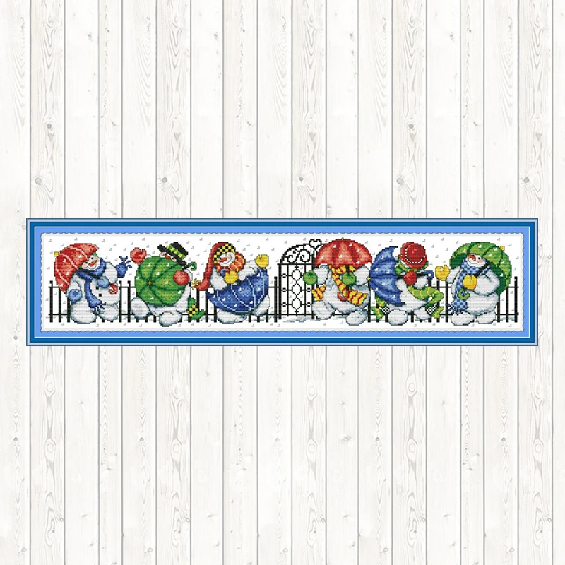 Snowman and Umbrella Chinese Cross Stitch Patterns Counted Printed on Canvas 14ct 11ct Fabric Embroidery Kit DIY for Needlework | Дом и сад