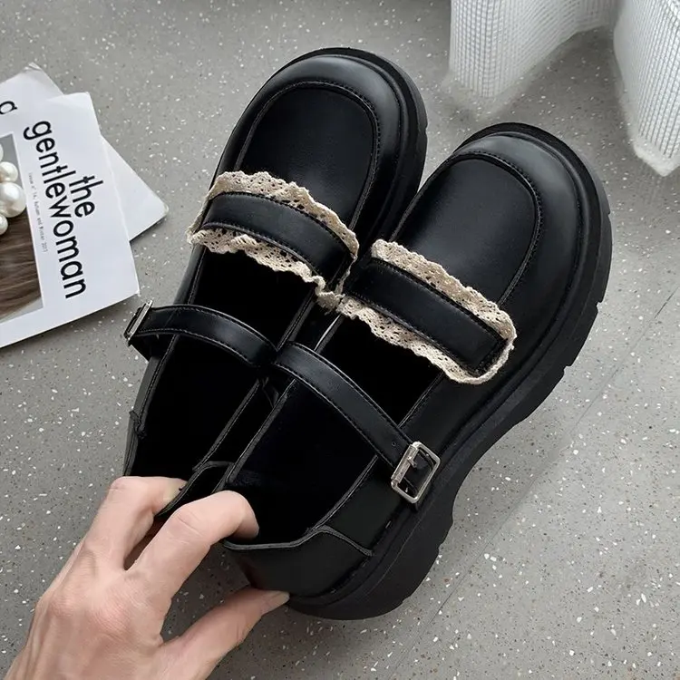 

Обувь Lisapie В Стиле Лолита с оборками, милая кожаная Униформа с круглым носком, для школьников и студентов, на платформе, весна-осень