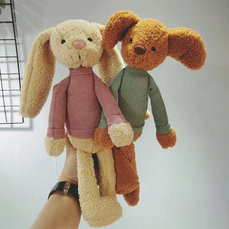 New Design Rabbit Plush Toy Cute Stuffed Animal Dressed Dolls Kawaii Soft Terry Velvet Dog Rat Toy For Girl Baby Christmas Gifts