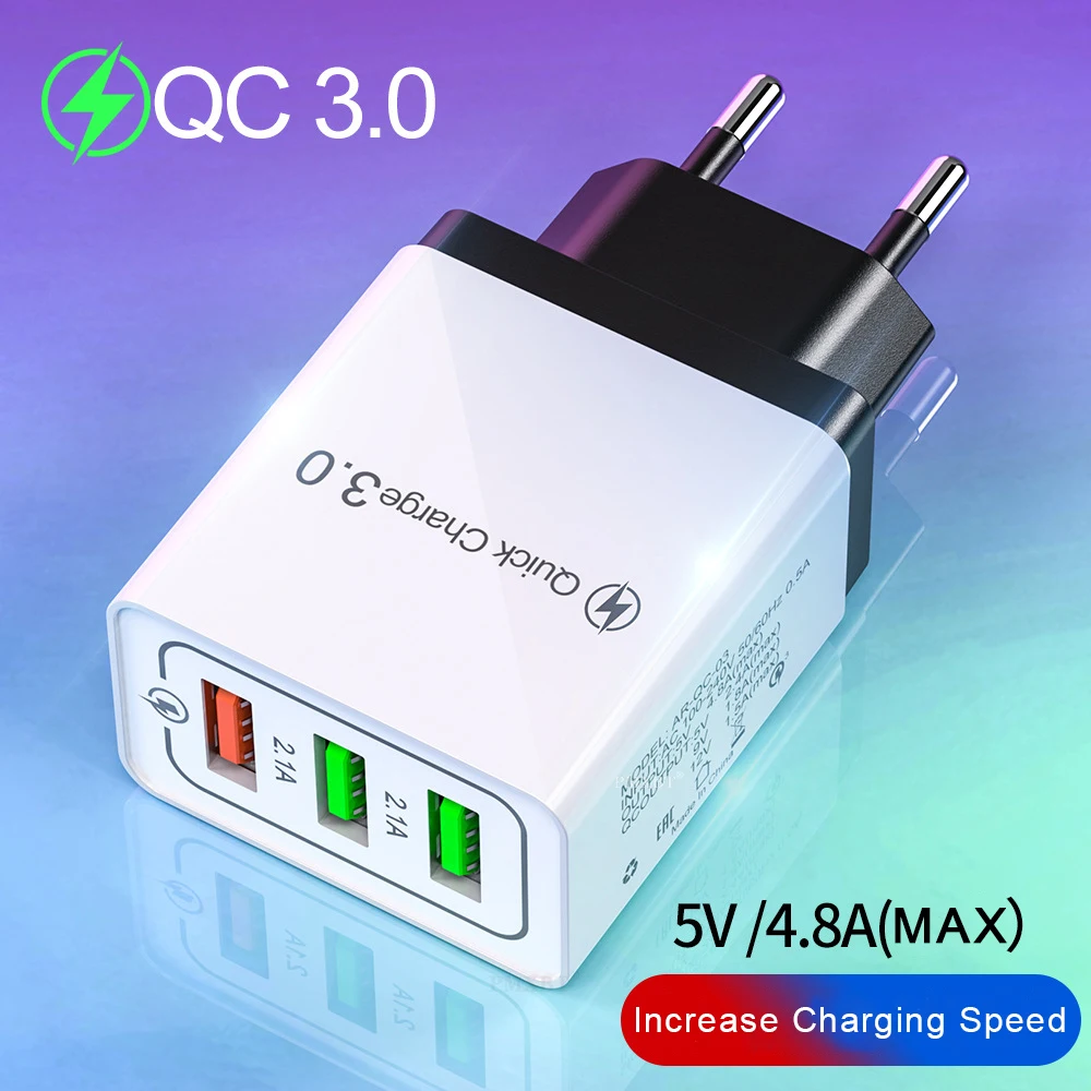 Быстрая зарядка 3 0 Мобильный телефон USB зарядное устройство для iPhone Samsung Xiaomi Huawei