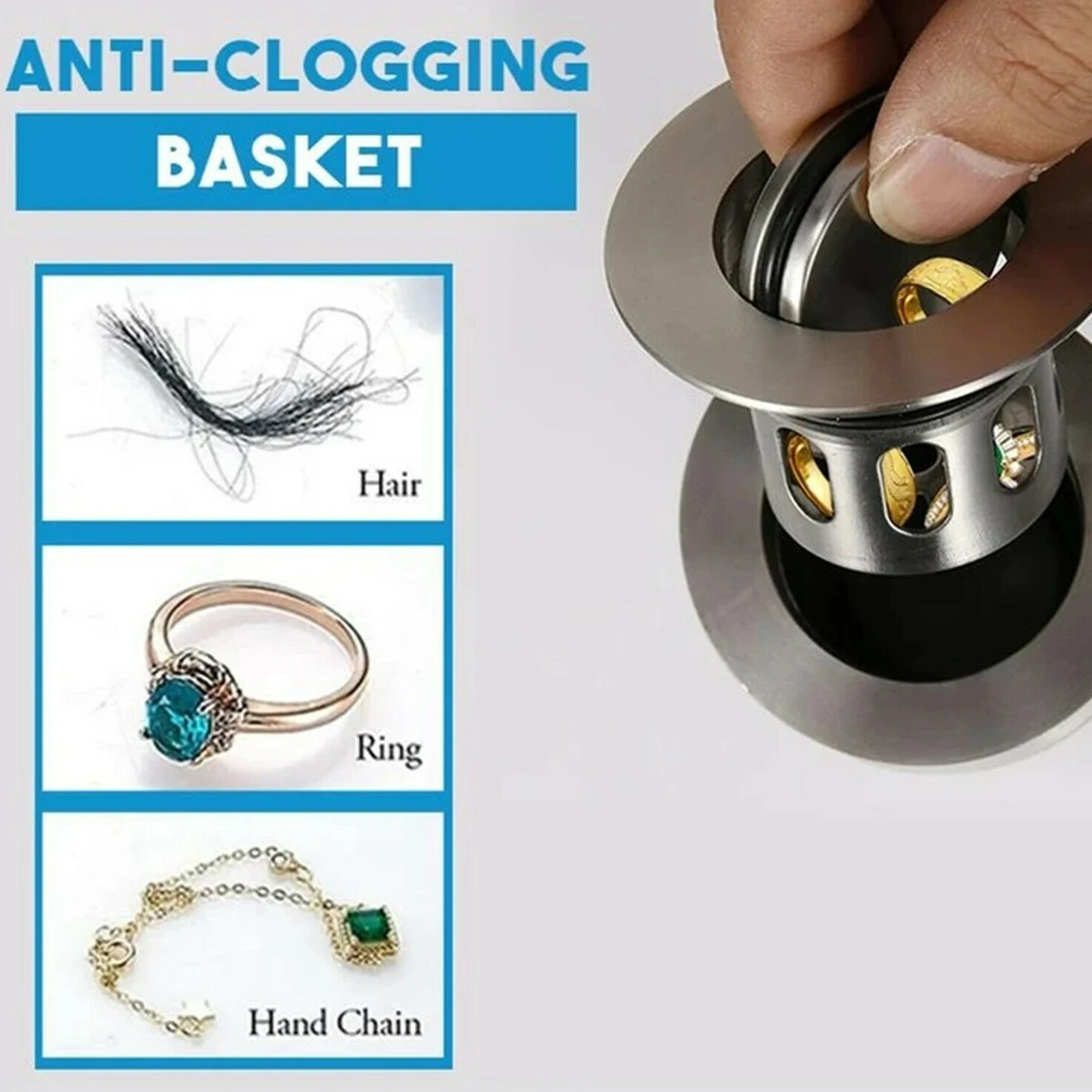 

Newly Universal Wash Basin Bounce Drainer Filter Anti-Clogging Bathroom Sink Drainer Household XSD88