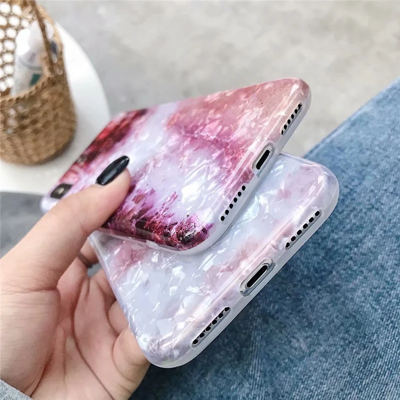 Блестящий Мраморный чехол для iphone 11 с цветочным узором глянцевый силиконовый