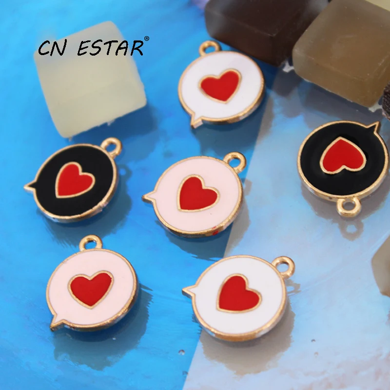 20 шт./Партия Коробка диалога Сердце любви Эмалированные Подвески с капельками масла из сплава Серьги Ключевая цепочка Подвеска для ювелирных изделий DIY Аксессуары.