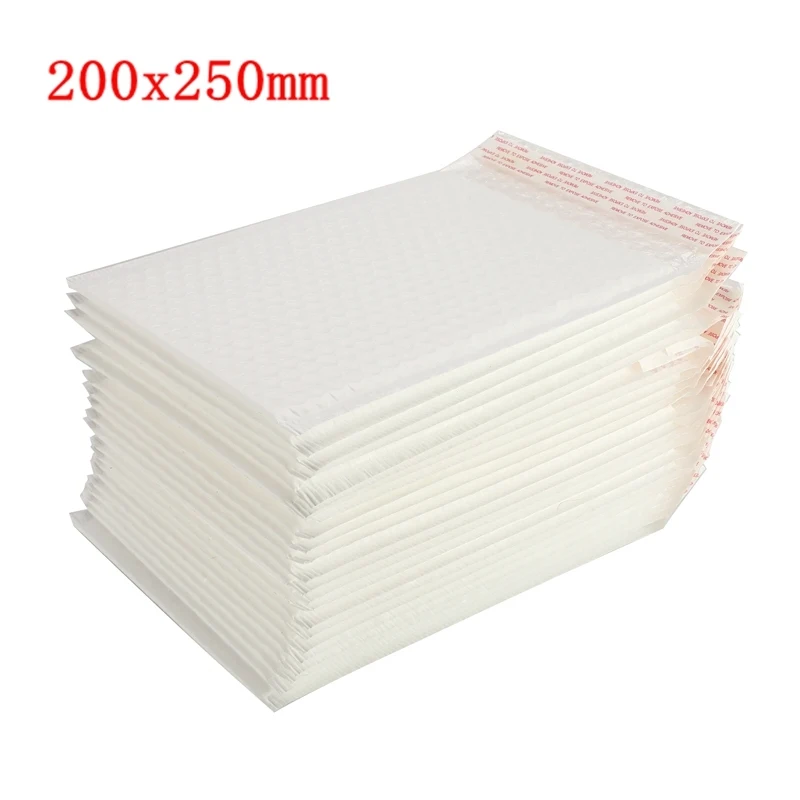 200x250mm 50 шт/партия различные спецификации матовый белый пакет из воздушно-пузырьковой пленки мешок пены Экспресс Упаковка Почтовый Конверт Сумка - Цвет: 200x250mm