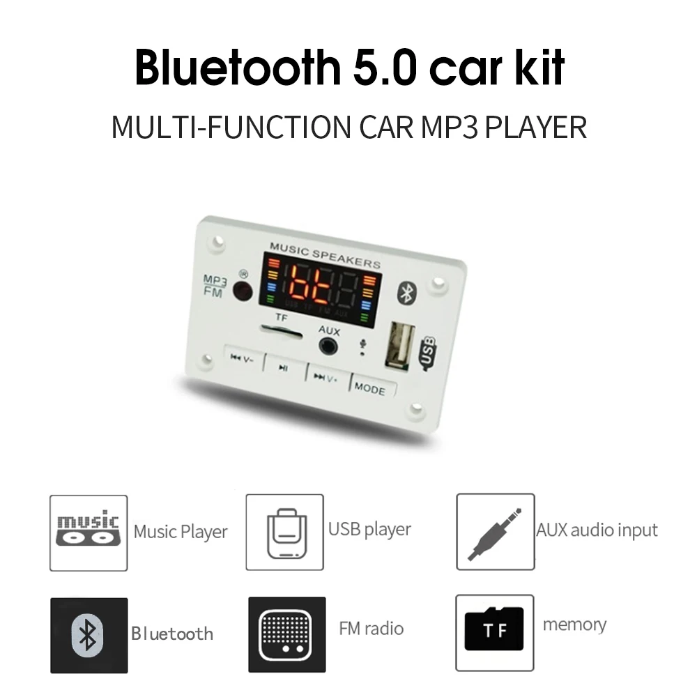Mp3-плеер без использования рук декодер плата 5 В 12 Bluetooth 0 автомобильный модуль