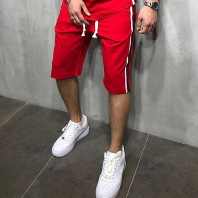 2019 Летняя мужская повседневная спортивная облегающая одежда для фитнеса бега