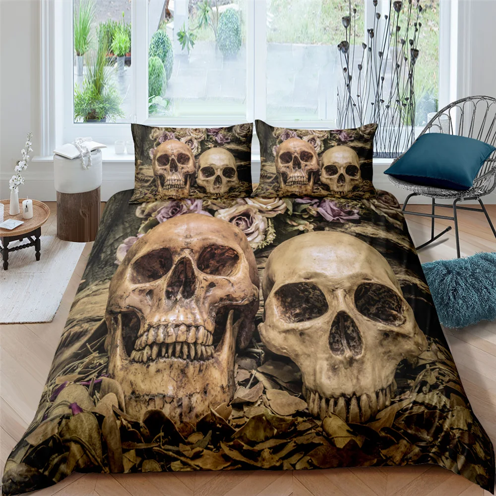 

Scary Skull Print Bedding Set 3d Halloween Pattern Quilt Cover Pillowcase Teen Bedroom Decorative Home Textile Set