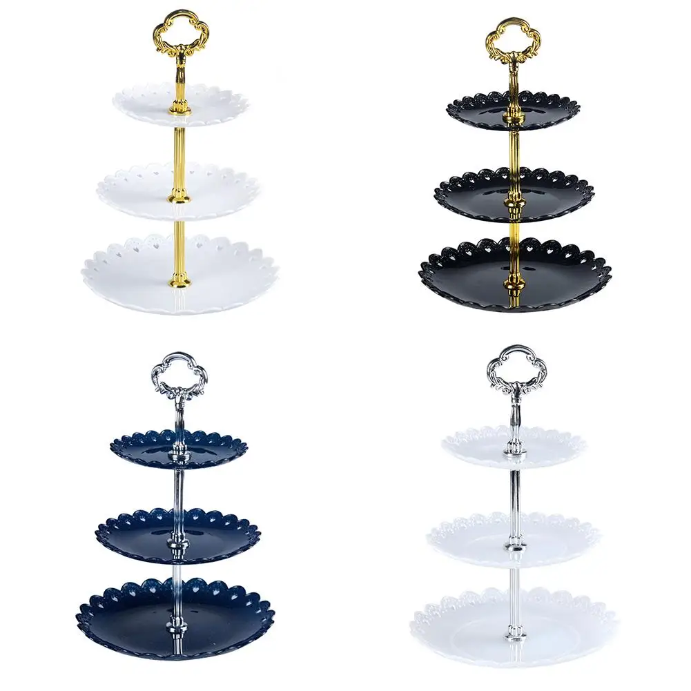 Three-layer Fruit Plate Cake Stand Dessert Vegetable Storage Rack Plastic Wedding Plates Party Tableware Trays | Дом и сад