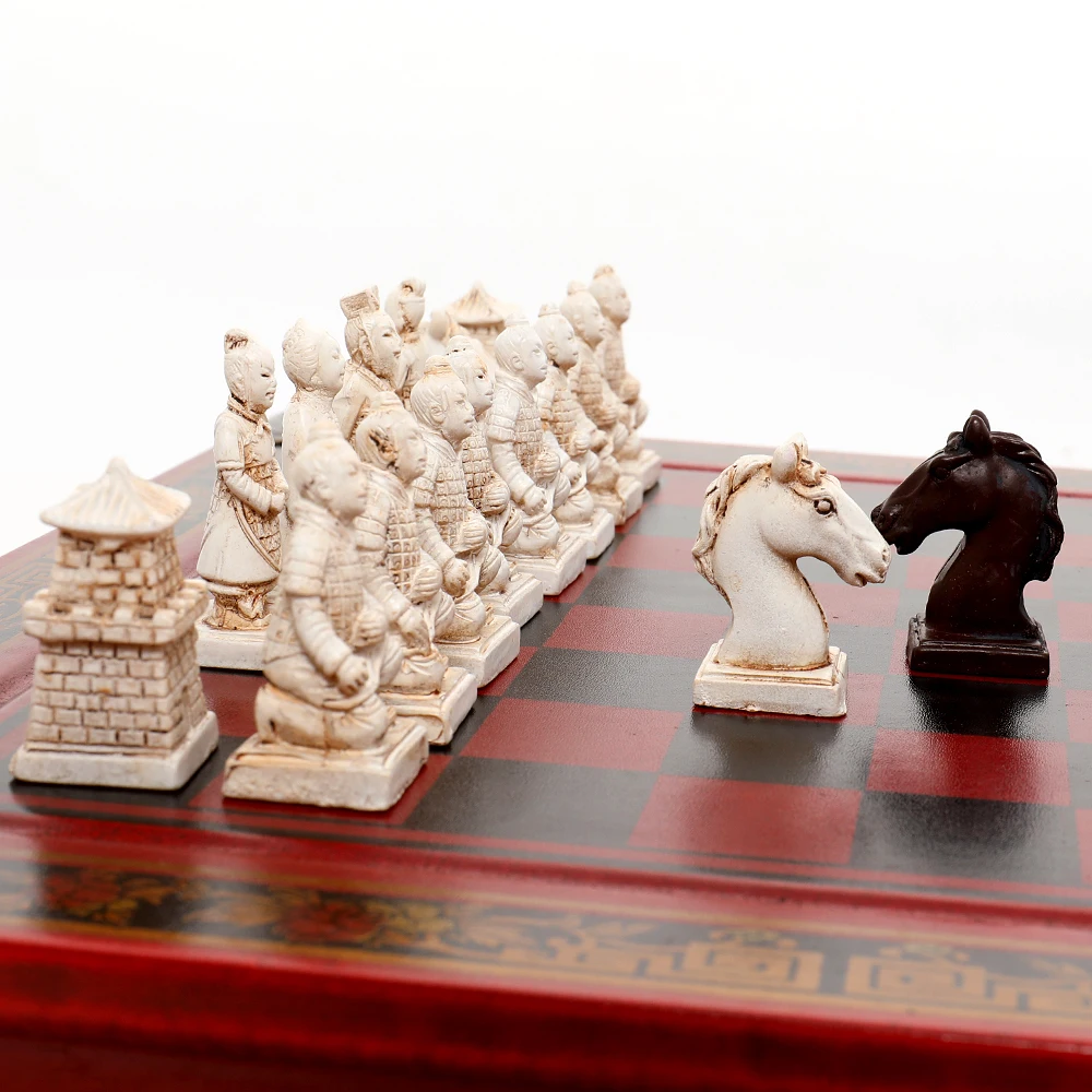 Classic Chinese Terracotta Warriors Wooden Chessboard Puzzle Cartoon Characters Chess Board Game Teenager Adult Birthday Gift | Спорт и