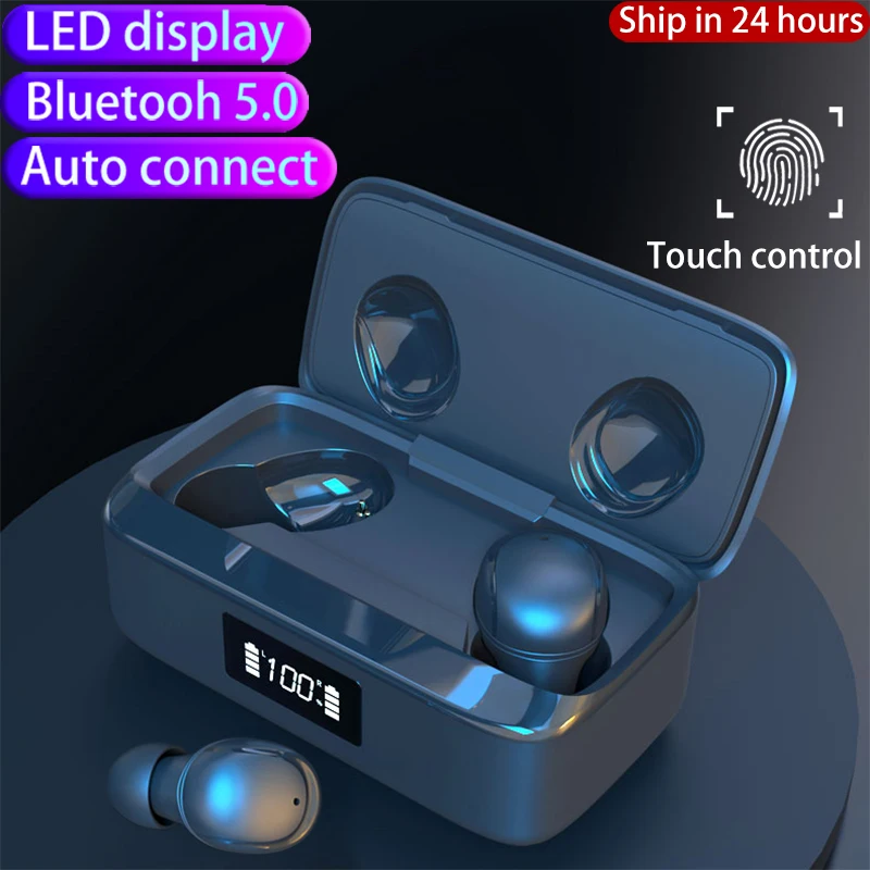 TWS наушники Bluetooth 5 0 светодиодный ные со светодиодным дисплеем 9D Hi Fi стереозвук