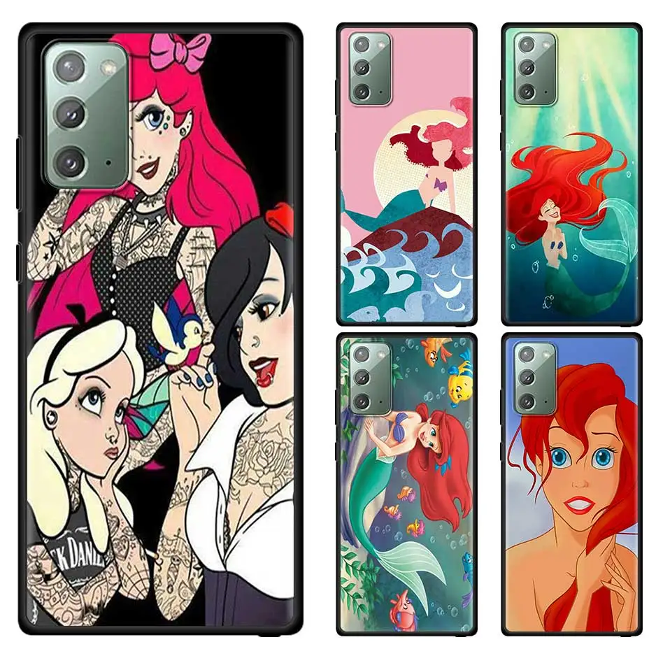 

Tattoo Ariel Alice Snow White Case For Samsung Note 20 Ultra 10 Plus 20 9 8 A51 A12 S20 FE Cover Capa Black Soft Fundas Coque