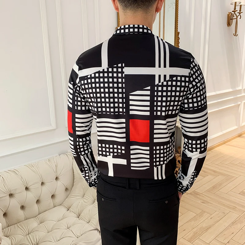 

7xl Face Big Print Shirt Men 2020 Long Sleeve Designer Pattern Shirt Men Chemise Homme Manche Longue Mannen Kleding 7xl