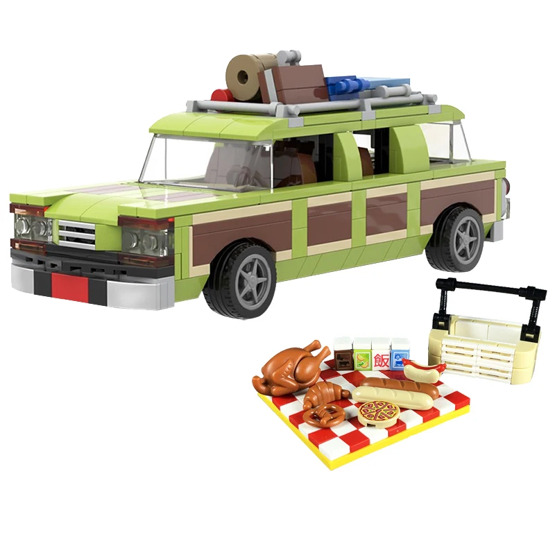 

High-tech Holiday Van Touring Car with Food 385PCS Model Building Blocks Toys For Children City Vehicle Car Kids Gifts Toy