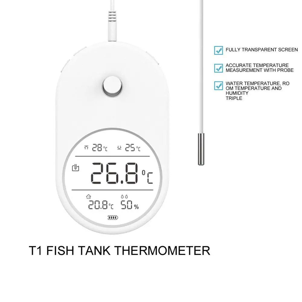 

3 In 1 Mini Adhesive With Probe Fish Tank High Accuracy Thermometer Electronic Aquarium Water Thermometer Hygrometer LCD Digital