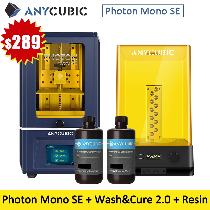 

ANYCUBIC 3D принтер Photon Mono SE с металлической рамкой 130*78*160 мм APP дистанционное управление 6,08 ''2K Монохромный ЖК УФ-полимерный принтер