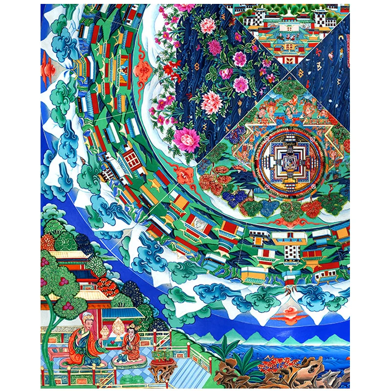 Тибетский тангка религиозные фрески буддизм Безрамная печать высокой четкости