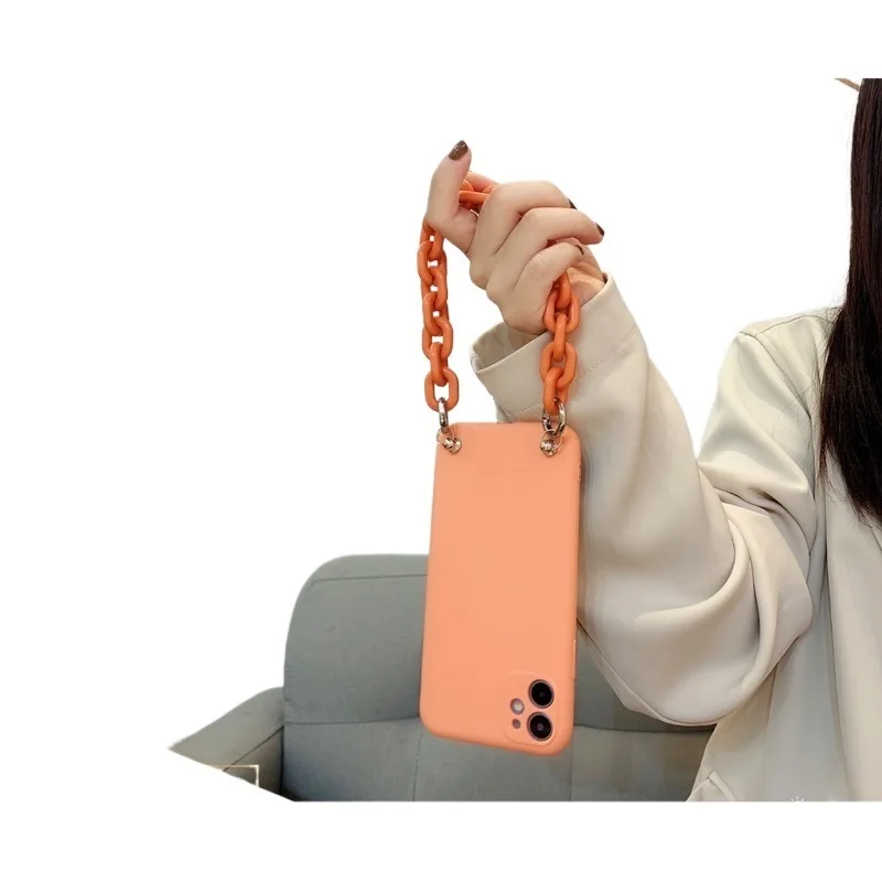 

Case for iPhone 11Pro Max 7 8 Plus XR XS Max SE 2020 Liquid Soft Silicone Cases Chain Hanging Case for iPhone 12 Pro