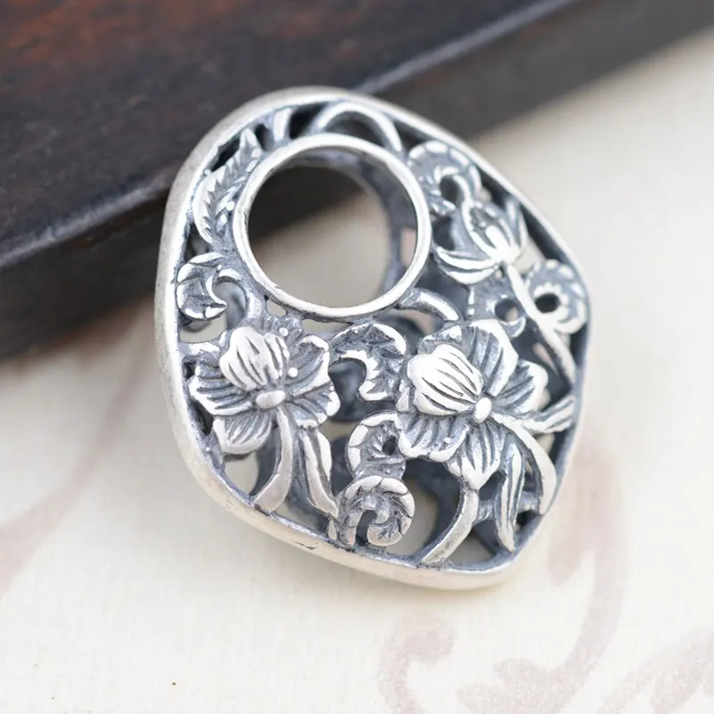 Женский кулон из серебра 990 пробы с полым цветком | Украшения и аксессуары