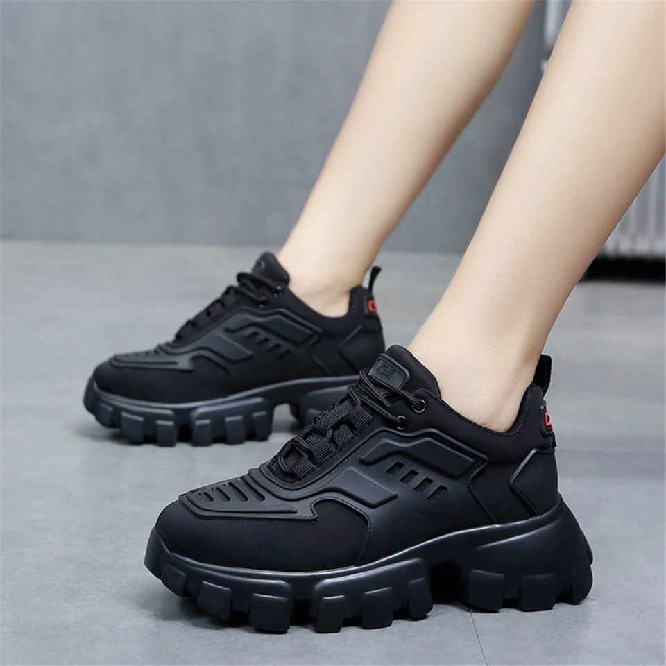 Leather women's sports shoes thick bottom increased latest trend luxury wild casual high quality designer explosion tide