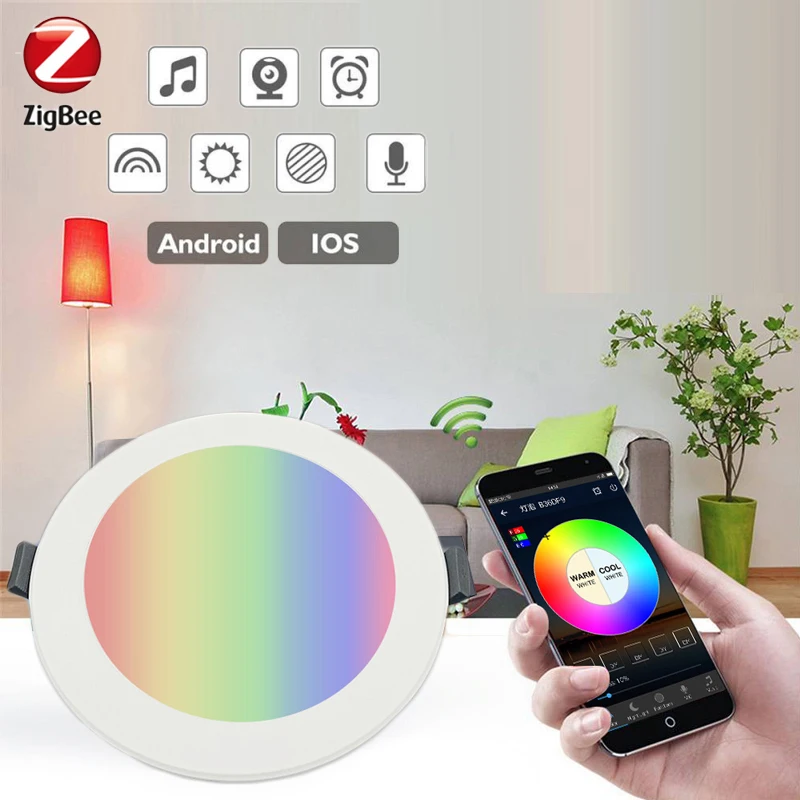 

Tuya Zigbee LED Downlight WiFi Smart APP Dimming Round Spot Light 5W 7W 10W RGB Color Change Warm Work With Alexa Google Home