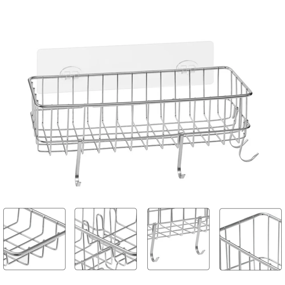 

2Pcs Bathroom Storage Shelf Wall-mounted Racks Kitchen Storage Stands (Silver)