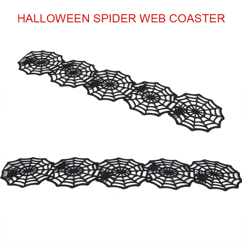

Halloween Spider Web Coaster Table Decor Art Cobweb Tablecolth DIY Home Decor Happy Halloween Party Horror Decoration Supplies