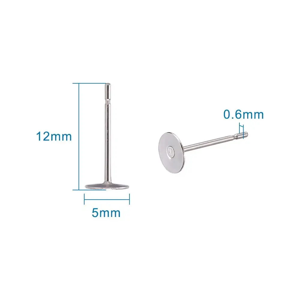 500 шт. круглые плоские серьги гвоздики из нержавеющей стали 12x4 мм 12x5 12x6 12x8 штифт: 0 6