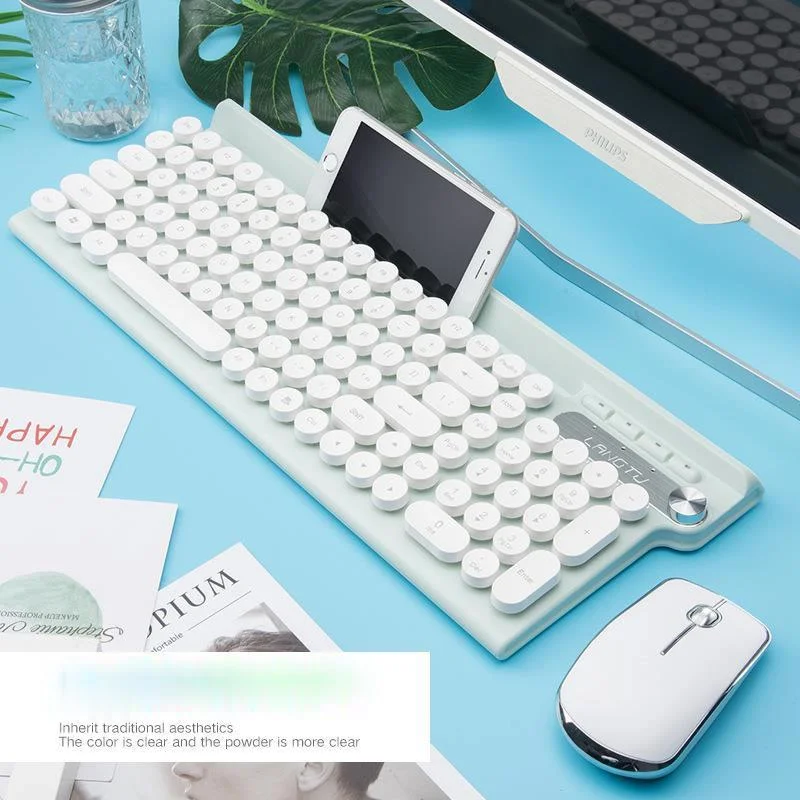 

Беспроводной комплект LT500 с клавиатурой и мышью, игровой Настольный ПК, набор с перезаряжаемой бесшумной клавиатурой в стиле панк