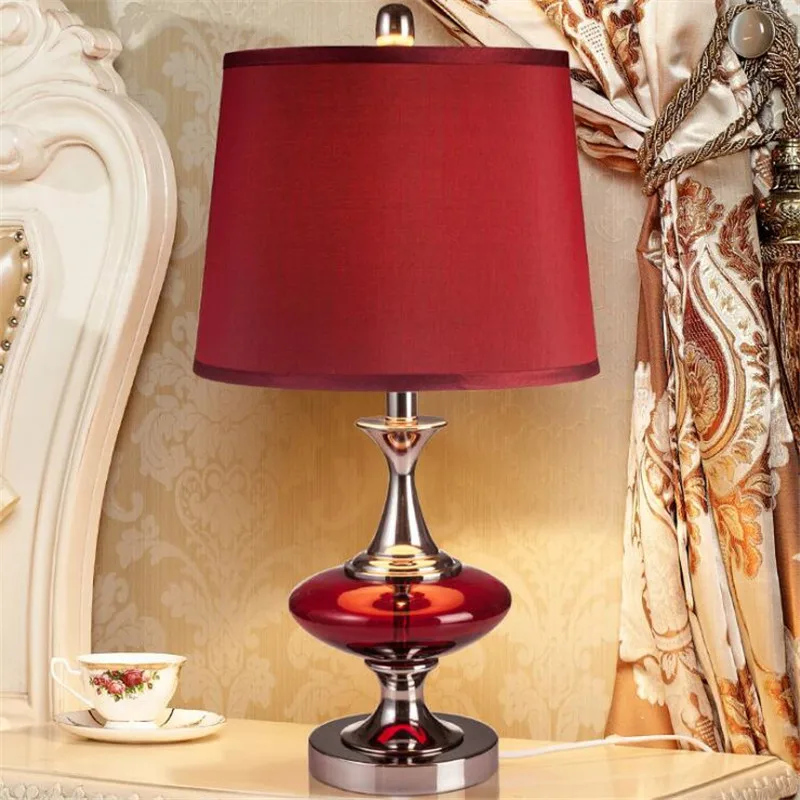 

Wedding Dimmer Led Table Lamp European Red Fashion Romantic Lamp Bedroom Bedside Foyer Desk Reading Lamp 1198