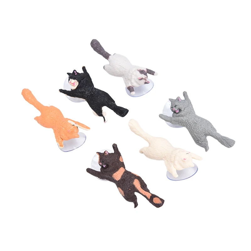 6pcsset universal cute cat cell phone holder tablets desk car stand mount sucker bracket navigation bracket desktop dashboard free global shipping