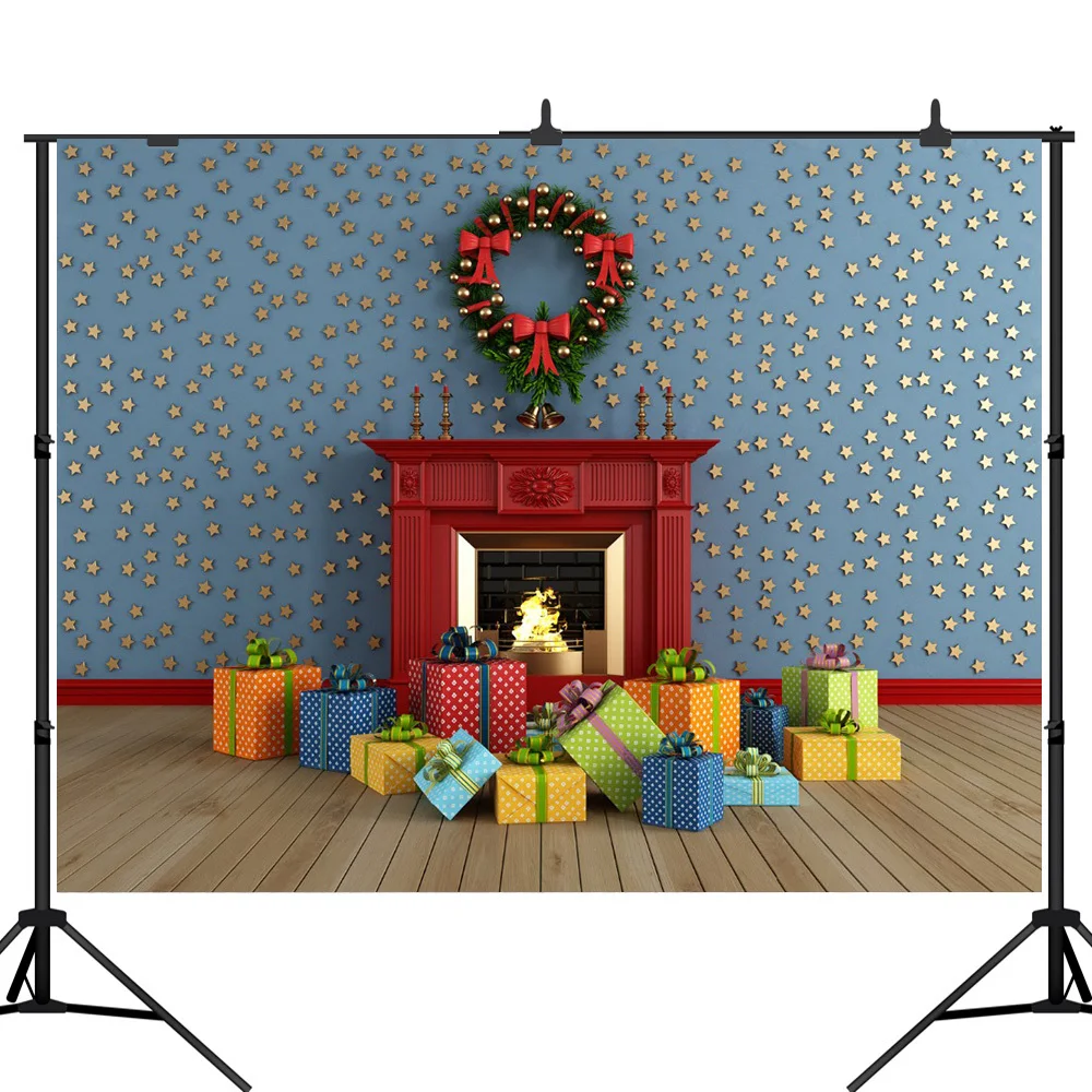 Lyavshi фон для фотографирования с изображением камина звезды деревянного пола