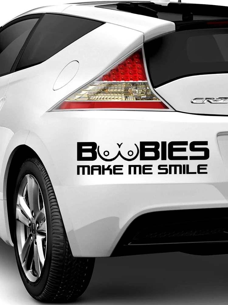 CS-1600#25*6см наклейки на авто Boobies make me smile отражающий водонепроницаемые машину
